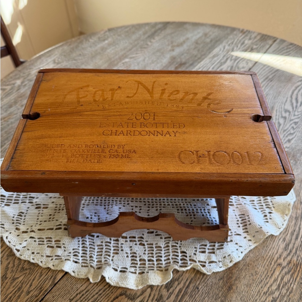 VTG Fair Niente Wooden Wine Stool/Table - Honey Brown RARE!!